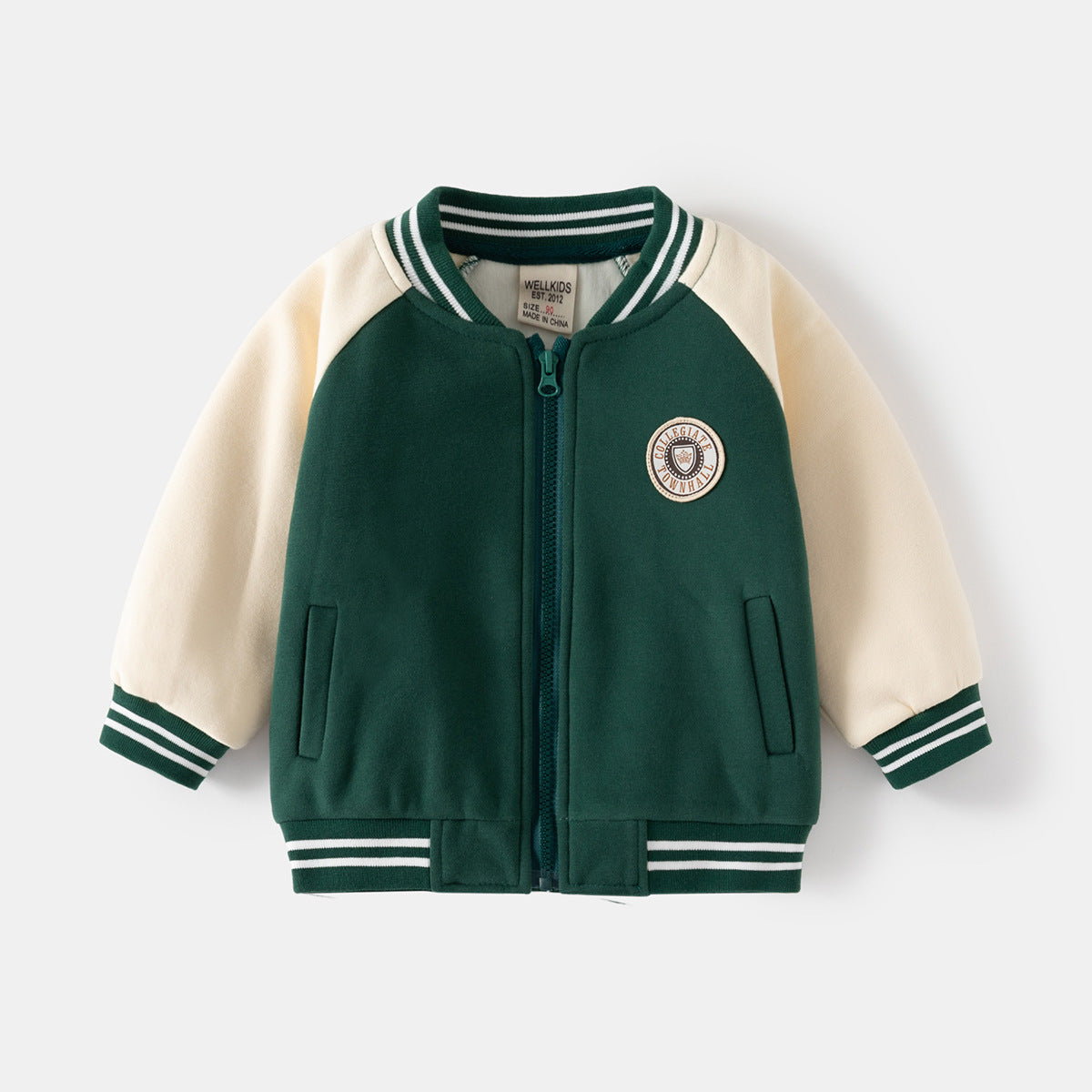 Boy's Fleece-Lined Baseball  Kids Outerwear Boy Fall Top Wholesale