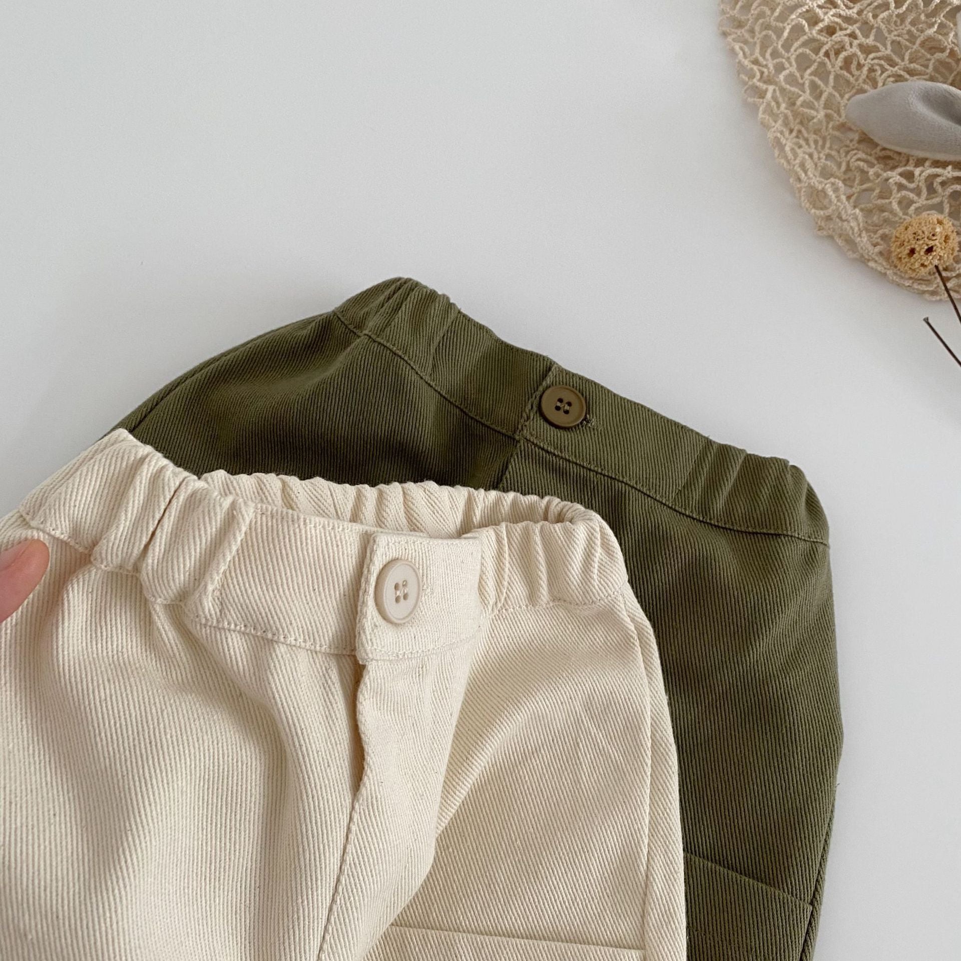 Washed single button workwear pants