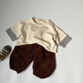 Children's striped cuffs color blocked hoodie