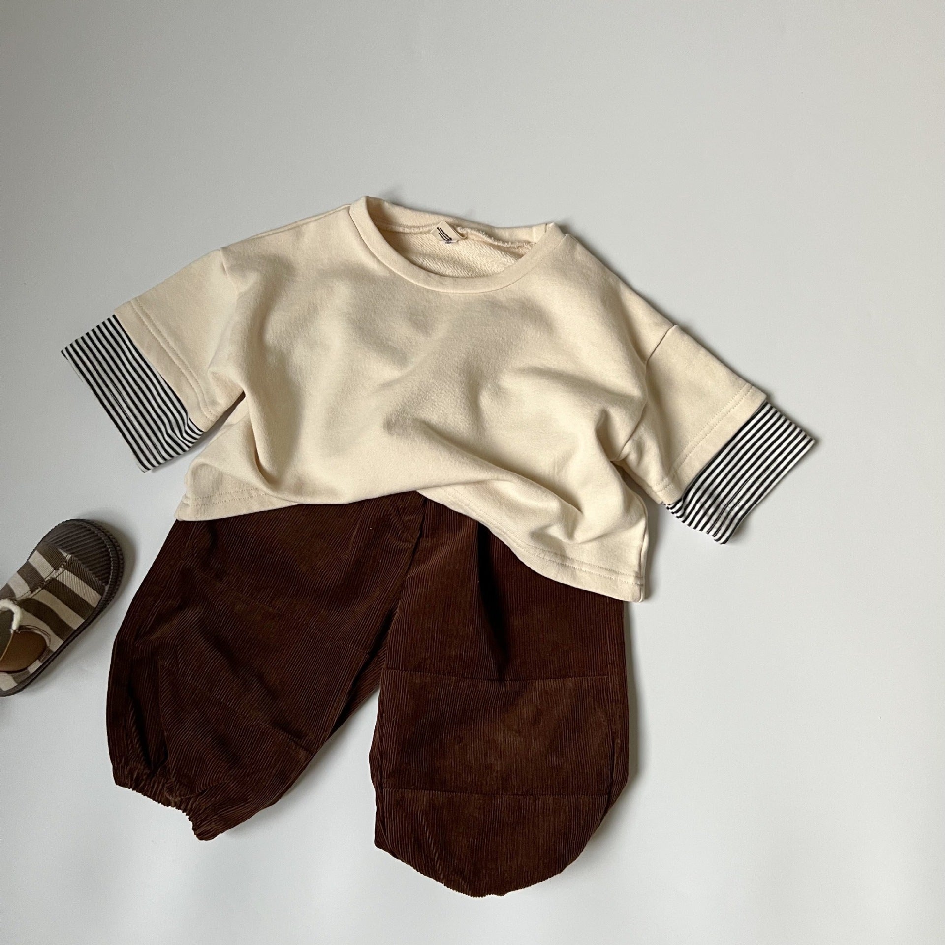Children's striped cuffs color blocked hoodie