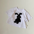 Children's rabbit printed short sleeved T-shirt