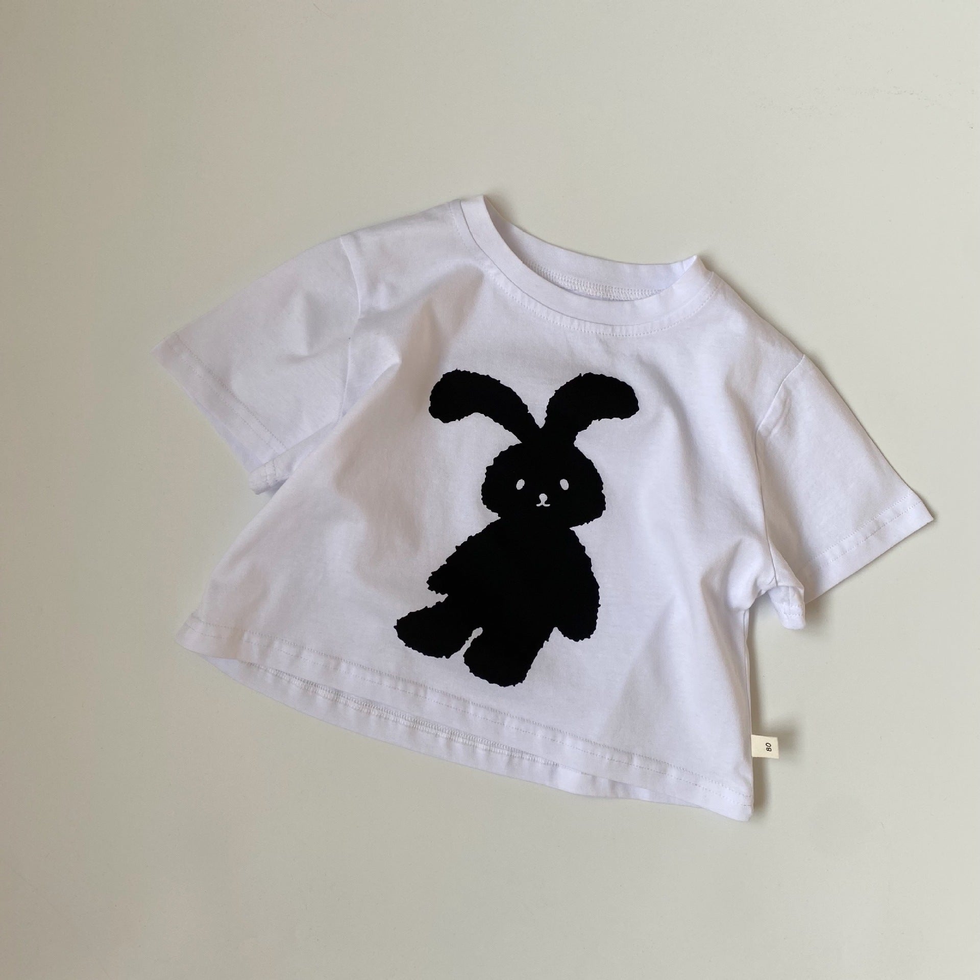 Children's rabbit printed short sleeved T-shirt