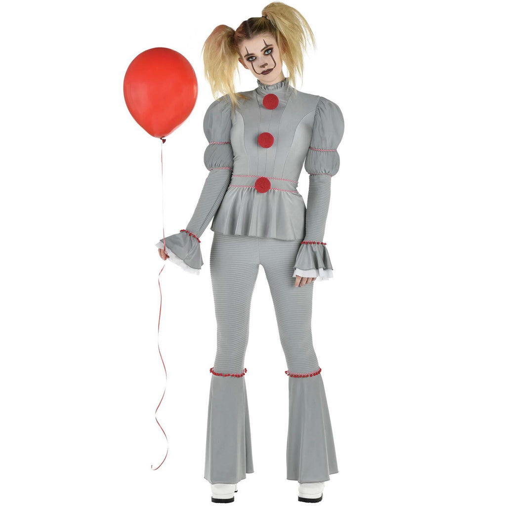 Horror Funny Pennywise Female Clown It Cosplay Costume Halloween Party Performance Outfit