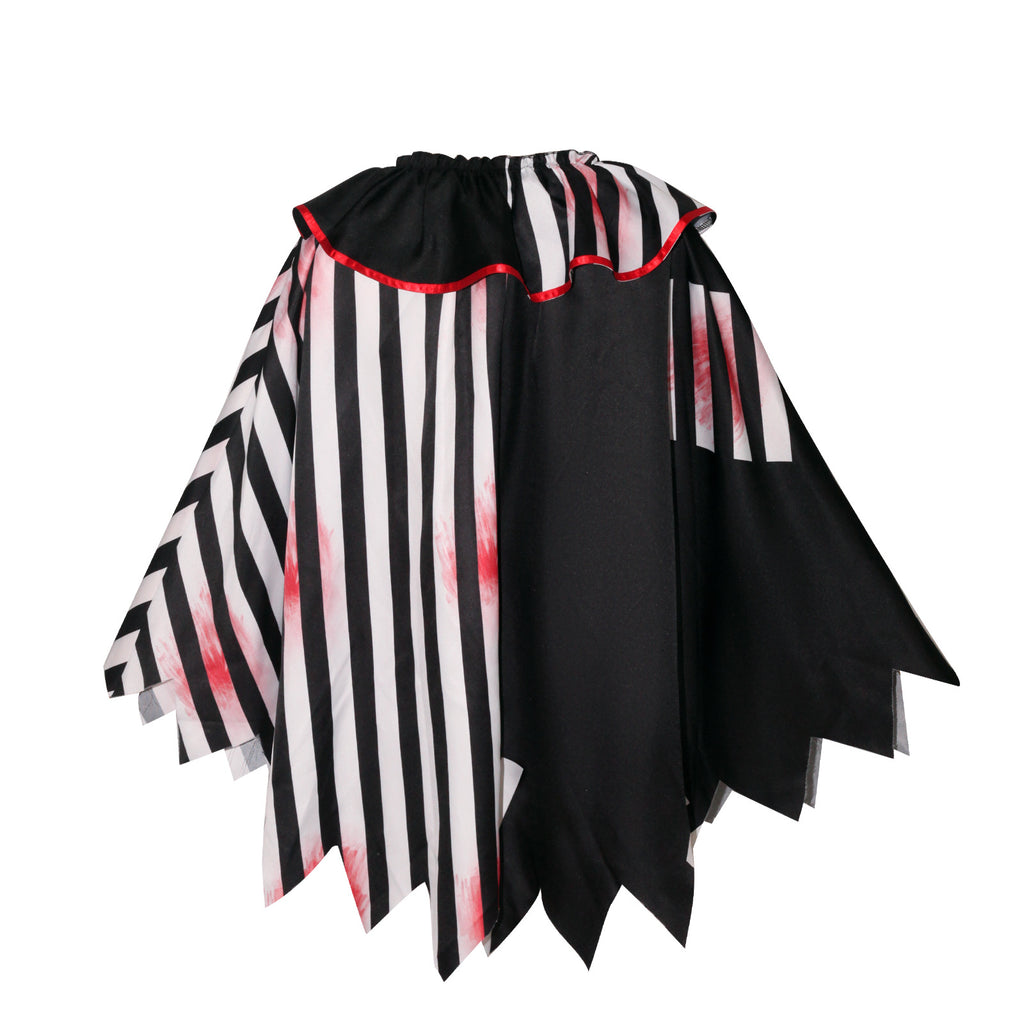 Horror Clown Cosplay Costume Halloween Women's Black and White Cape Masquerade Adult Cosplay Role Play Costume