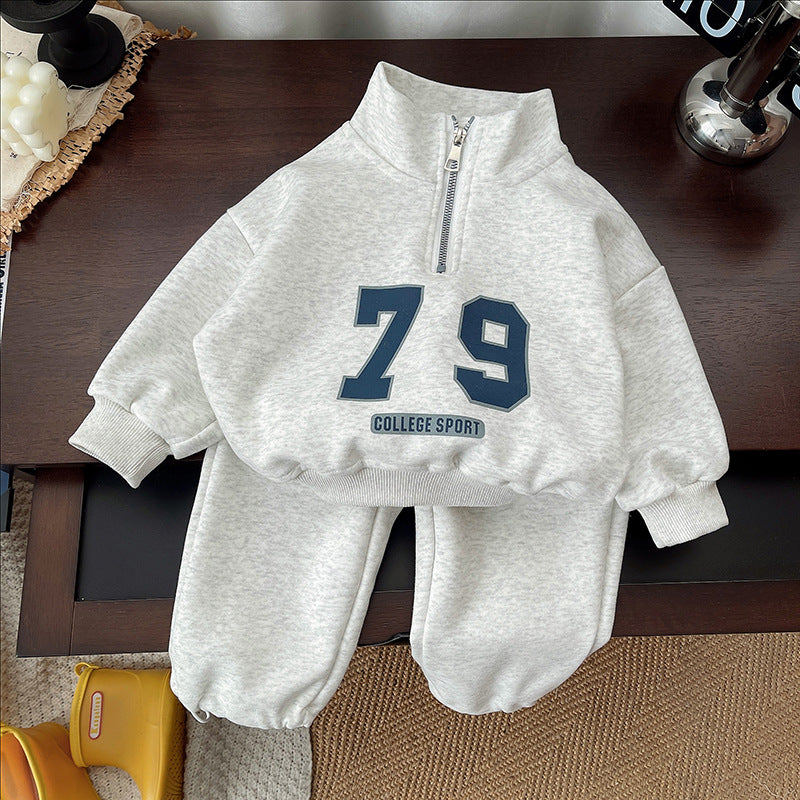 Sportswear Half Zipper Long Sleeve Two Piece Set