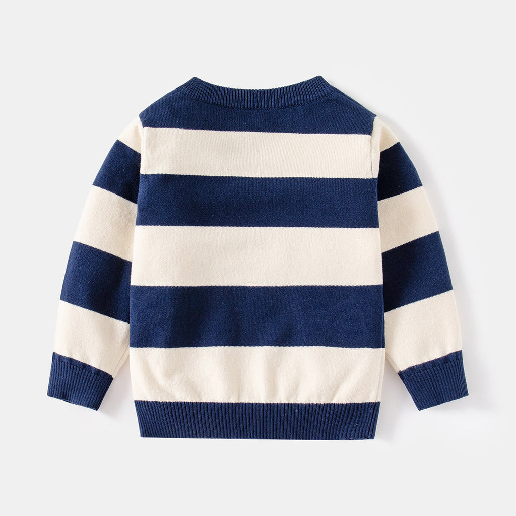 Stripe Versatile Knitwear Lazy Half-Open Collar Buttoned Inner Layer Lightweight Sweater Trendy