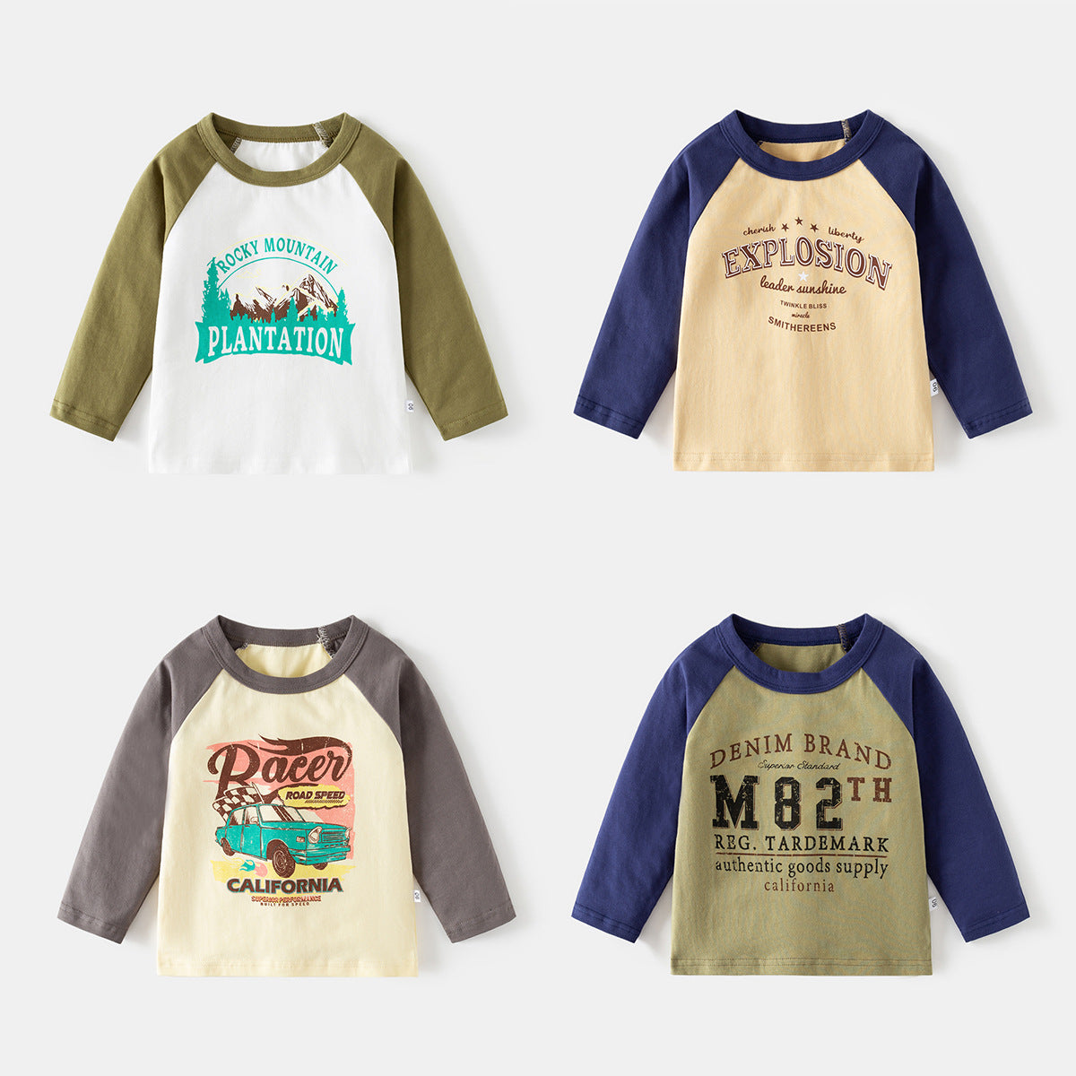 Boys Round Neck Cartoon Innerwear Baby Casual Long Sleeve Top Fashion Wholesale