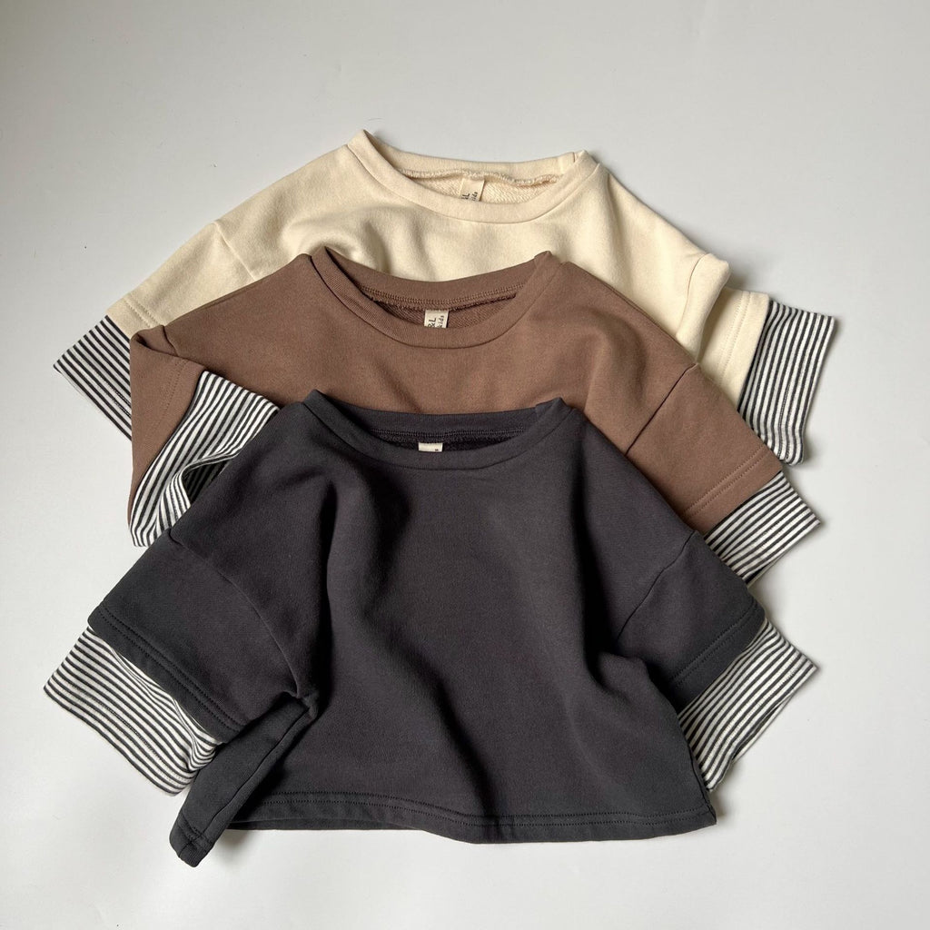Children's striped cuffs color blocked hoodie