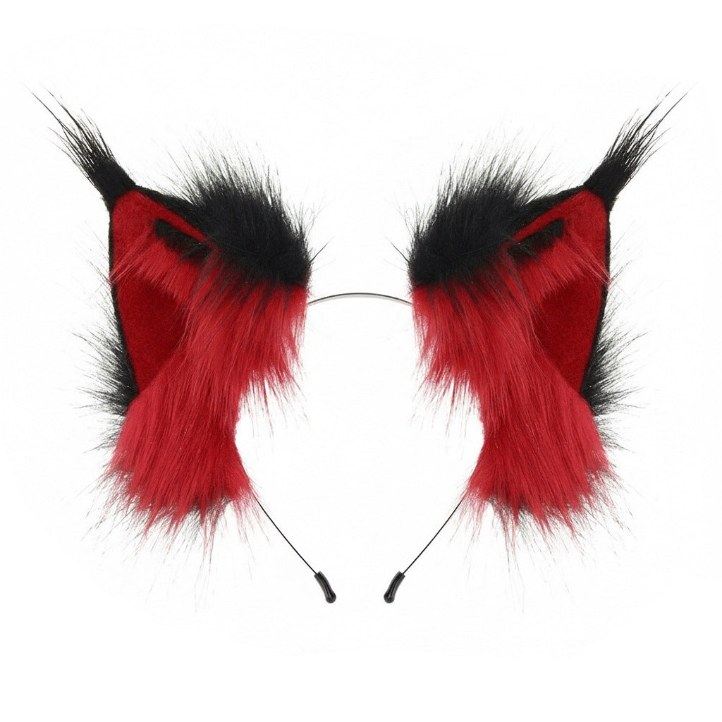 Handmade Realistic Lynx Ears Halloween Plush Headband Cosplay Hair Accessory Wildcat Ear Hair Decoration for Comic Con