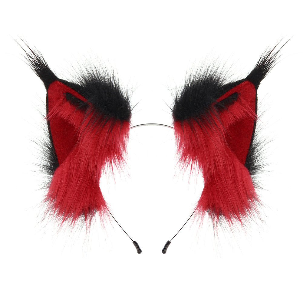 Handmade Realistic Lynx Ears Halloween Plush Headband Cosplay Hair Accessory Wildcat Ear Hair Decoration for Comic Con