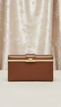 Gold-Accented Mocha Leather Wallet