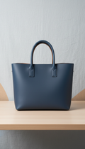 Signature Blue Leather Tote Bag